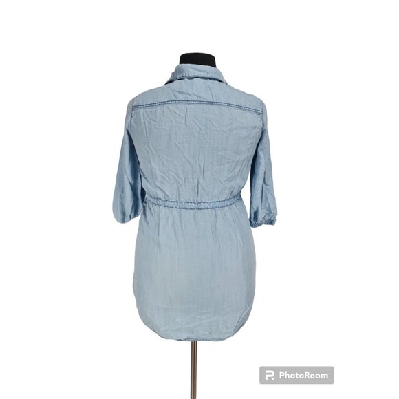 14TH & UNION Womens Button Up Shirt Dress Size M Light Blue Chambray 3/4 SLV B6P - Picture 3 of 5
